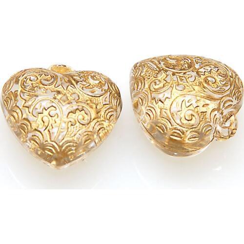 Miasol 20Pc/Lot Antique Silver/Gold Plating Acrylic Antique Design Heart Charm Pendant For Diy Jewelry Making