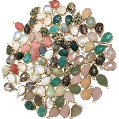 1 piece Natural Stone Cut face pendant Water drop shape Exquisite Pendants for Jewelry Making Diy necklace accessories 14x22mm