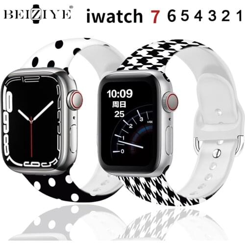 Printed Silicone Strap For Apple Watch 6 Band 40mm 44mm silicone sport strap for iWatch 38mm 42mm Series 6 SE 5 4 3 2 bracelet