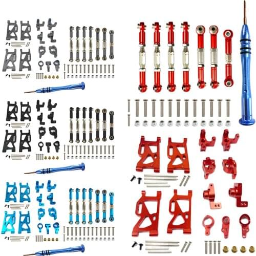 For WLtoys 1:14 144001 RC Car Upgrade Parts Metal Steering Arms C Rear Hub Carrier Pull Rod Linkage Accessories Set