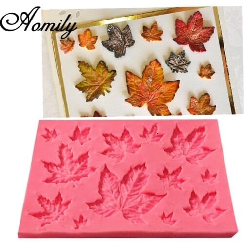 Aomily Maple Leaves Candy Fondant Chocolate Kitchen Mould Cake Decorating Silicone Chocolate Cookie Cake Mold Pastry Baking Tool