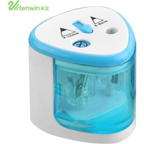 TENWIN 8004 Double Holes Electric Pencil Sharpener Home School Office Desktop Pencil Sharpener Students Supplies