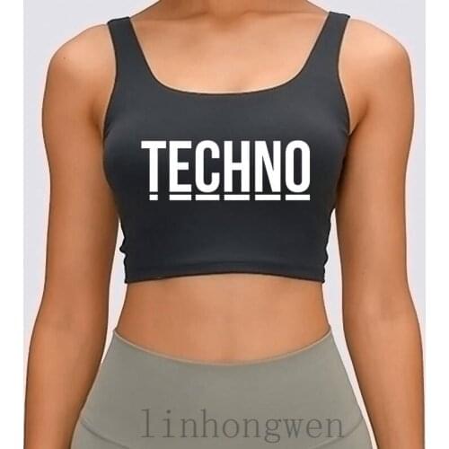 Techno Music Club Minimal Detroit Sound Dj Djane TCrop Tops Outfit Fit Women Tank Top Summer Hip Hop Designs