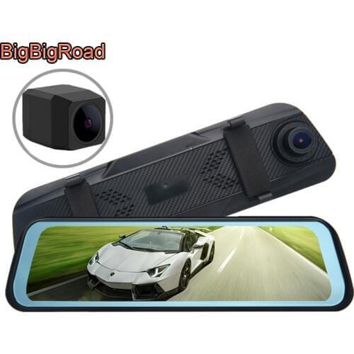 BigBigRoad Car DVR Dash Camera Cam IPS Stream RearView Mirror Video Recorder For Skoda Fabia Karoq Kodiaq GT Octavia A5 Kamiq