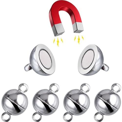 10pcs Stainless Steel Magnetic Clasps Round Magnet Clasp For Diy Bracelet Necklace Jewelring Making Connector Handmade13x8mm