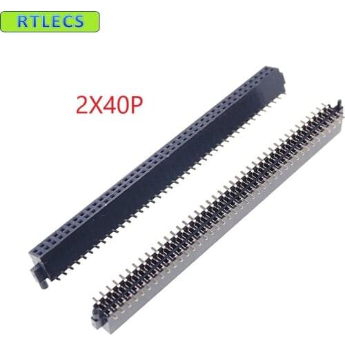 5 pcs 2x40 P 80 pin 1.27mm Pin Header Female with Pegs / Post dual row straight SMT / SMD PCB surface Mount Rohs Lead free