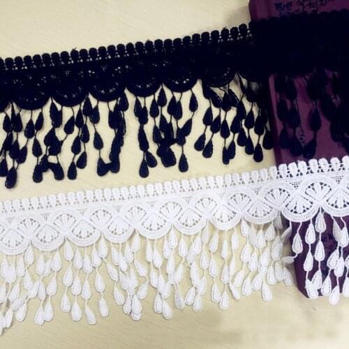 8Yards/lot Polyester White Black Lamp Dangling Fringe Lace Trims For Sewing Craft