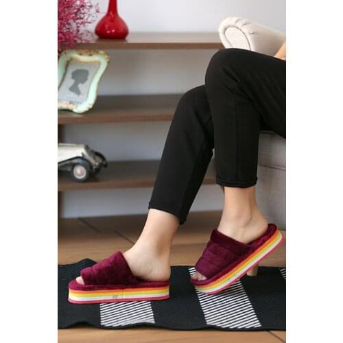 A690-20Bordo Pink Potin Burgundy Women Home Slipper A690-20