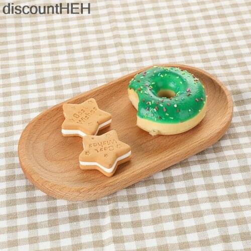 Japanese Style Dessert WoodenTray Snack Plate Beech Round Plate For Candy Mini Solid Round Cake Dish Small Dinner Plate