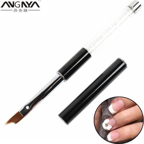 ANGNYA Nail Art Half Moon Shape French Brush Gel Polish Drawing Pen Pigment 3D Curved Image Knife Shaped Painting Manicure Tools