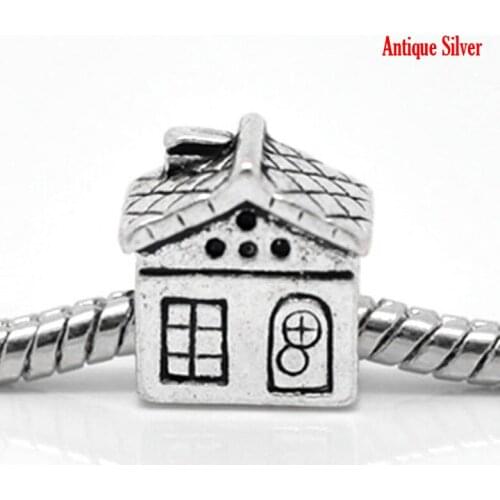 DoreenBeads 20PCs Silver Color House European Charm Beads 12x11mm(4/8"x3/8") new