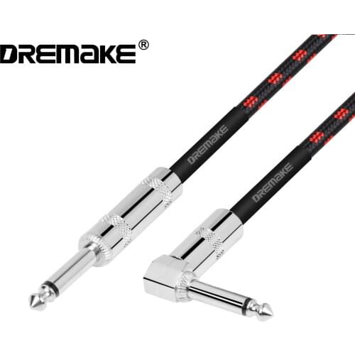 DREMAKE 6.35mm 6.3mm Professional Electric Instrument AMP Cord 1/4 Right Angle to Straight for Pro Audio, Mixer, Speaker Systems