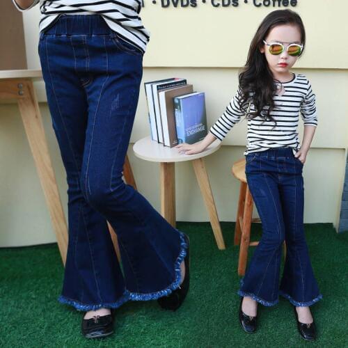 2019 New Spring Autumn Fashion Toddler Girl Jeans Girl Denim Pants Kids Bow Elastic Skim Trousers Children Wide Leg Leggings W18