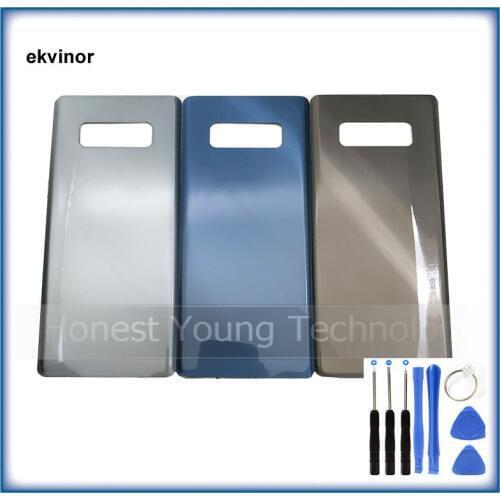 Ekvinor 2pcs Original New For Samsung GALAXY Note 8 Battery Cover Back Glass Cover Rear Door Housing With LOGO + Sticker + Tools