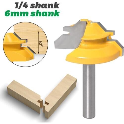 45 Degree Lock Miter Router Bit 6mm 1/4 inch 8mm Shank Woodworking Tenon Milling Cutter Tool Drilling Milling For Wood