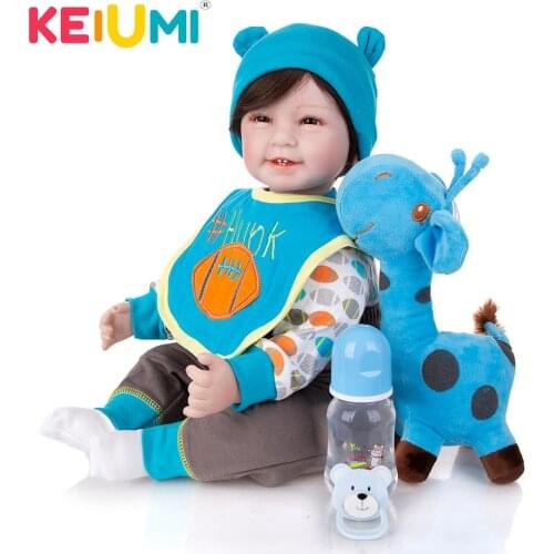 KEIUMI 22Inch Lifelike Cloth Boby Reborn Doll Soft Vinyl Cloth Body Doll Reborn Babies Toys For Children Birthday Gifts