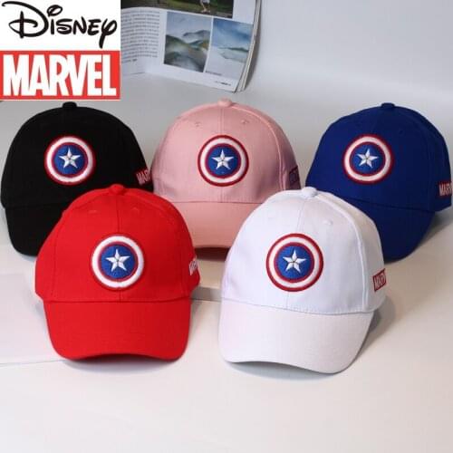 Disney Marvel Captain America Childrens Hat Boy Summer Sunshade Casual Fashion Adjustable Solid Color Cartoon Baseball Cap