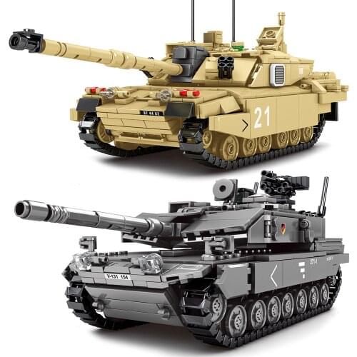 Military Series Main Battle Tank Building Blocks Leclerc Leopard 2A7+ Type 10 challenger 2 Heavy Tank City Army Kids Toys Gifts