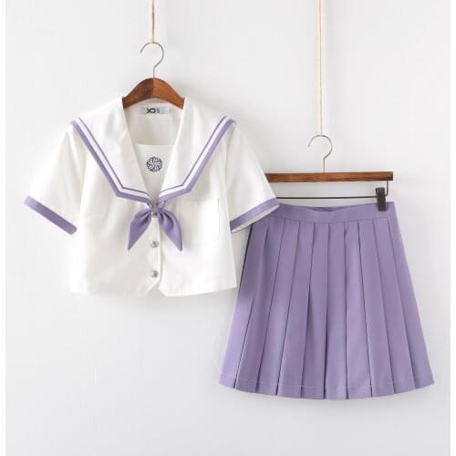 Girl Short Skirt Japanese Style Jk School Uniform Japan College Stage Dance Sailor Costume Pleated Anime Cosplay Tops And Skirt
