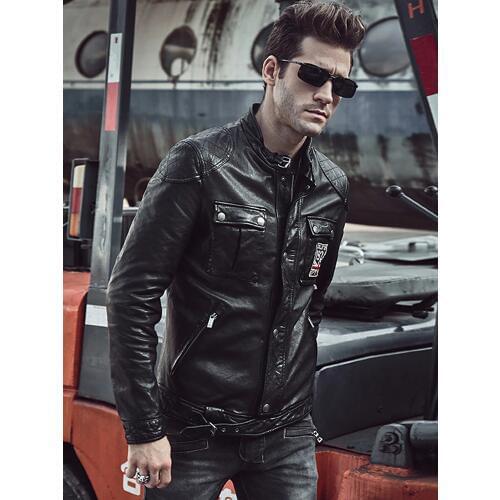 Mens Winter Real Genuine Leather Jackets Motorcycle Flight Pilot Bomber Jackets For Men Leather Outdoor Male Aviator Coats 2019