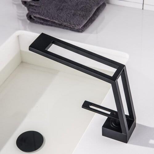 Basin Brass Faucets Bathroom Sink Mixer Deck Faucet Single Handle Hot And Cold Water Mixer Taps Crane Tap Matte Black
