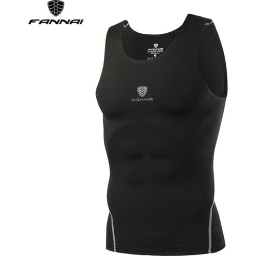FANNAI Custom Quick Dry Running Vest Training Workout Tank Top Fitness Compression Tights Gym Men Sport Sleeveless Mans T-Shirt