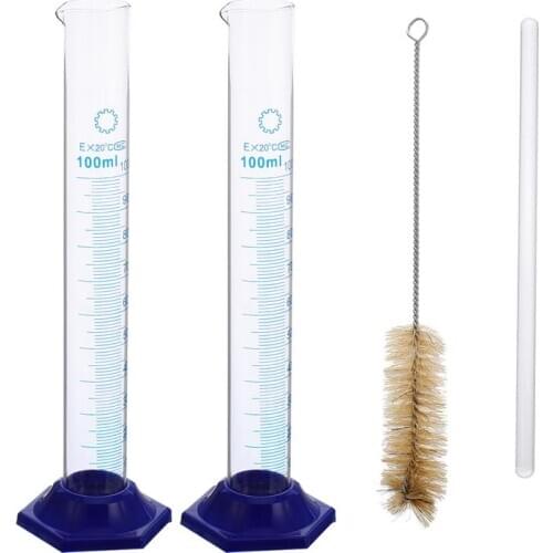 4 Pcs 100mL Measuring Cylinder Glass Round Base Laboratory Chemistry Equipment