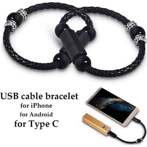 Mini Bracelet Charging Micro USB Cable Android Type C Mobile Phone Charge For iPhone Huawei Xiaomi Samsung Power Bank Short Cord