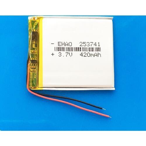 Model 253741 3.7V 420mAh lipo lithium polymer rechargeable battery for MP3 GPS bluetooth headset camera smart watch