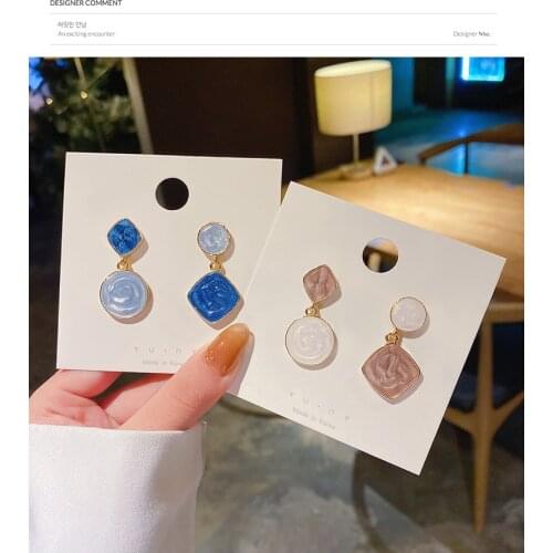 Fashion Oil Drop Contrast Color Irregular Earrings Jewellery Female Simple Temperamental All-Match Design Sense Earring