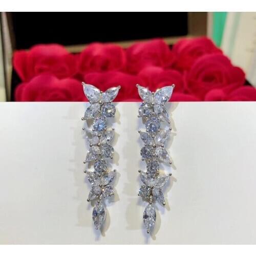 Fashion temperament earrings drop temperament zircon drop long tassel earrings for women