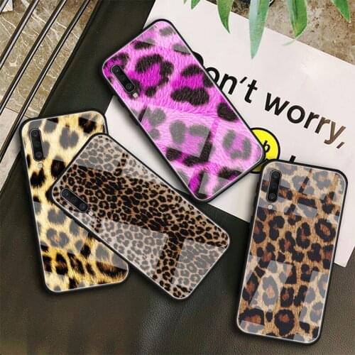 Fashion Leopard fur Tempered Glass Case For Samsung Galaxy A10S A10E A20S A20E A30S A40 A50S A60 A70 A80 A90 A6 A7 A8 Shell