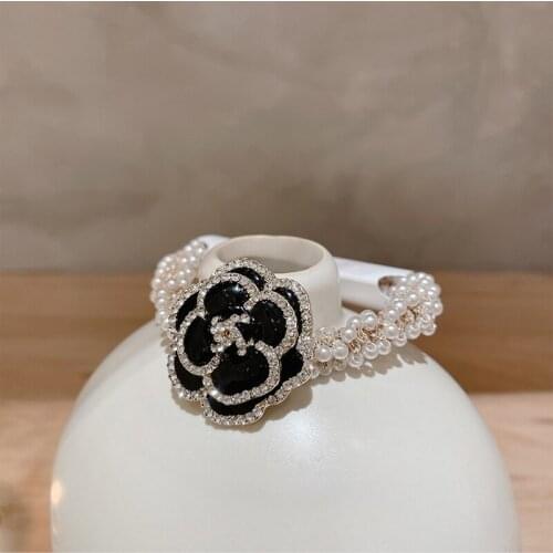 2021 new tide retro French small fragrant wind camellia hair ornaments senior sense hair rope
