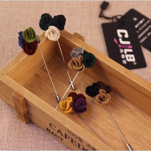 New Fashion Trendy Flower Fabric Lapel Pins Floral Brooches for Women and Men Suits Handmade Brooch Christmas Gifts 20pcs/lot