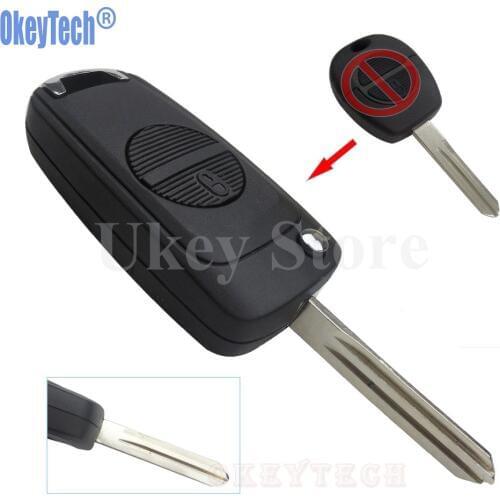 OkeyTech Replacement 2 Button Flip Remote Key Shell Modified For Nissan Primera Micra Terrano Almera X-trail A33 Blade Key Case