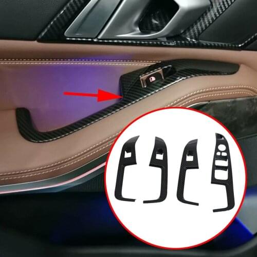 Carbon Fiber Interior Handle Cover Trim Frame Fit For BMW X5 G05 2019 2020 Accessories Decoration
