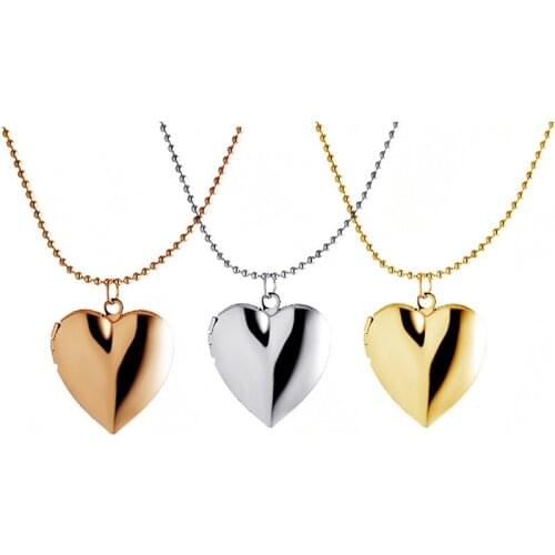 Heart Pendant Necklaces for Women Men Openable Photo Locket Necklace Valentines Day Collar