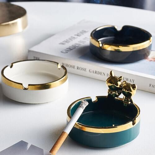 Personalized Ins Popular Gold Inlay Ceramic Cigar Ashtray Boyfriend Gift Posacenere Cendrier Aschenbecher пепельница מאפרה