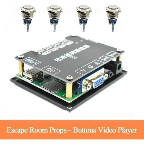 Escape Room Props Hd Video Player Press 4 Buttons To Play 4 Different Videos With VGA ,SD Card ,USB Interface Support For Videos