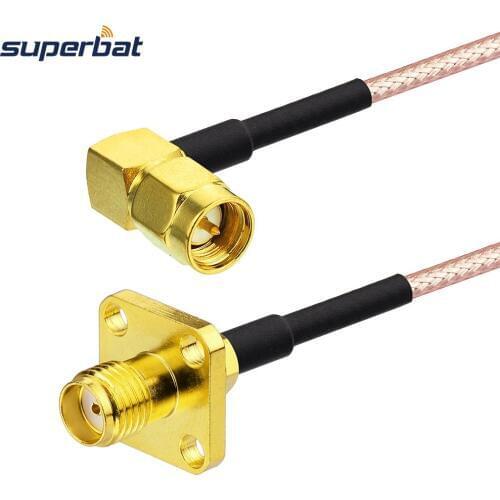 Superbat SMA Jack 4 Hole Panel Mount to SMA Plug Right Angle Connector Pigtail Coaxial Cable RG316 15cm Wireless Wi-Fi Radios