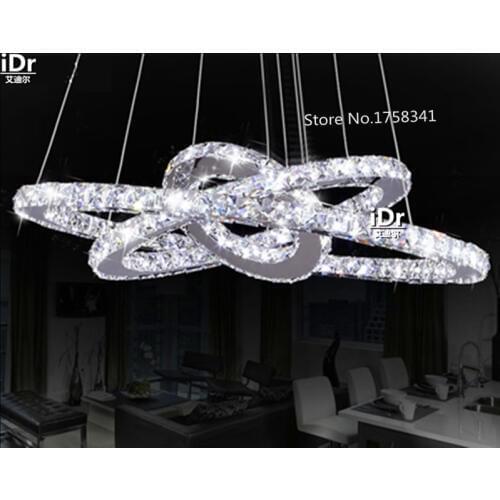 Modern minimalist LED crystal lamp living room Crystal Pendant Stainless steel dining room chandelier light High-grade light