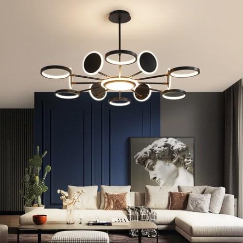 Modern Led Ceiling Chandeliers Living Room Decoration Black Gold Luxury Ceiling Light Led Lighting Lamparas De Techo
