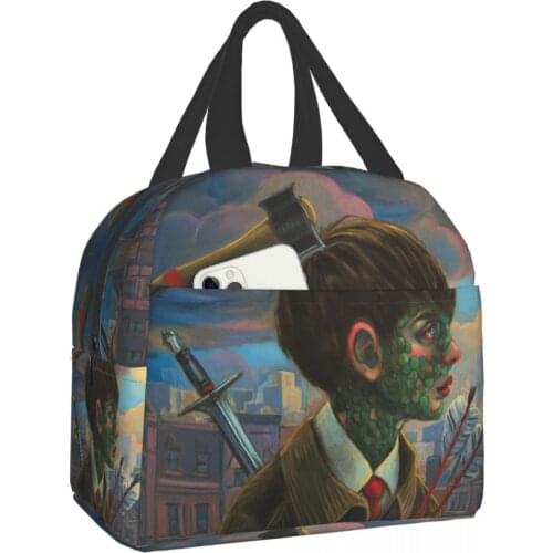 Crazy Art Fashion Portable Insulated Canvas Lunch Bag Thermal Food Picnic Lunch Bags for Women /Men Cooler Lunch Box Bag
