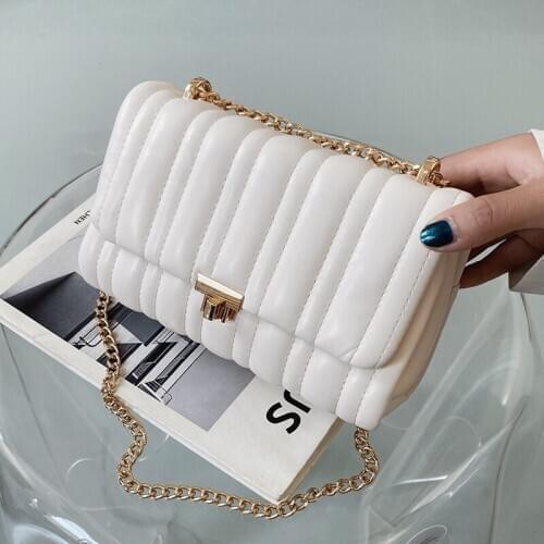 Trending Chain PU Leather Crossbody Bags for Women 2021 Spring Simple Fashion Shoulder Bag Female Designer Handbag Sac A Main