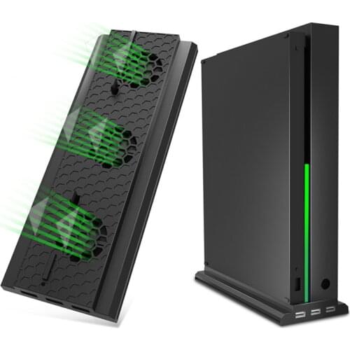 OIVO Vertical Stand Host Cooling Fan Stand Holder External Cooler 3 USB Ports Fans for Xbox One X Game Console