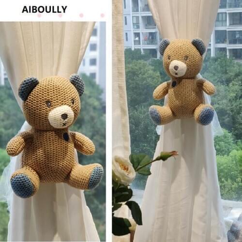 2Pcs Cartoon Bear Unicorn Curtain Buckle Windows Curtain Stuffed Doll Plush Toys Lovely Animal Decoration Curtain Accessories