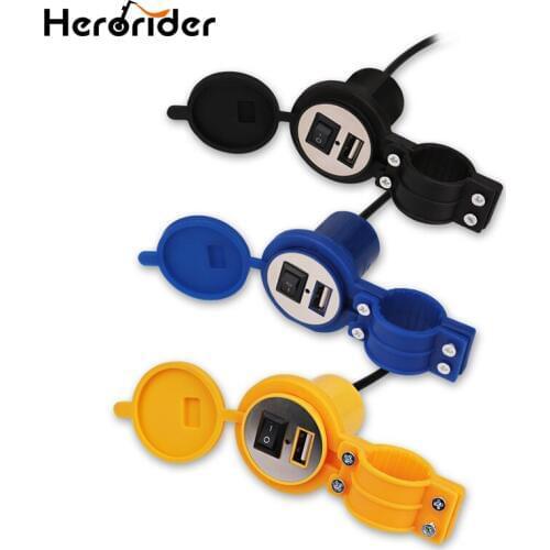 USB Motorcycle Charger With Waterproof Switch 12v Motor USD Socket Motorbike Phone Charger Adapter For Iphone 6 7