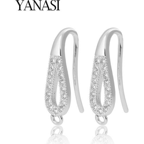 1 Pairs Earrings Clasps & Hooks Copper Zircon Crystal Accessories Handmade DIY Findings for Jewelry Making