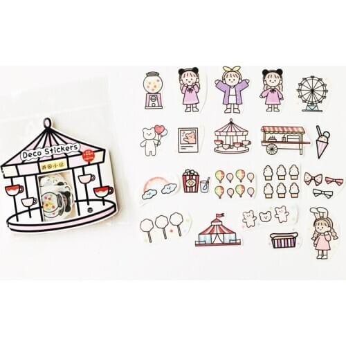 1 Pack ( 40 pcs stickers ) Play in Amusement Park Paper Notebook Diary Stickers Decorative Sticker