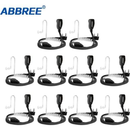 10Pcs PTT Mic Air Acoustic Tube Earphone Walkie Talkie Headset For Kenwood Baofeng UV-5R UV-82 TYT MD-380 Wouxun KG-UVD1P Radio